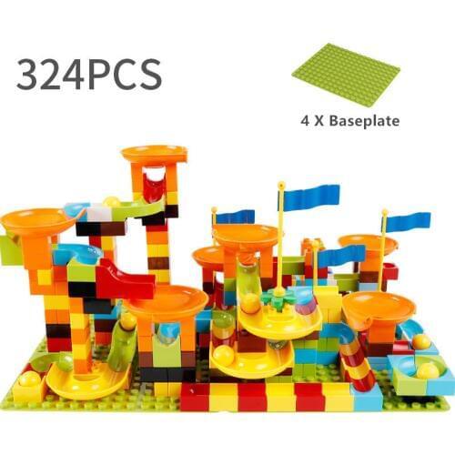 81PCS-324PCS Large Particle Building Blocks Sets Maze Ball Track Marble Race Run Block Duploe Funnel Slide DIY Bricks Kids Toys
