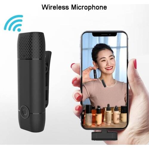 Small Wireless Lavalier Microphone Portable Mini Quick Connect for iPhone Android Moblie Phone Live Broadcast Phone Sound Record
