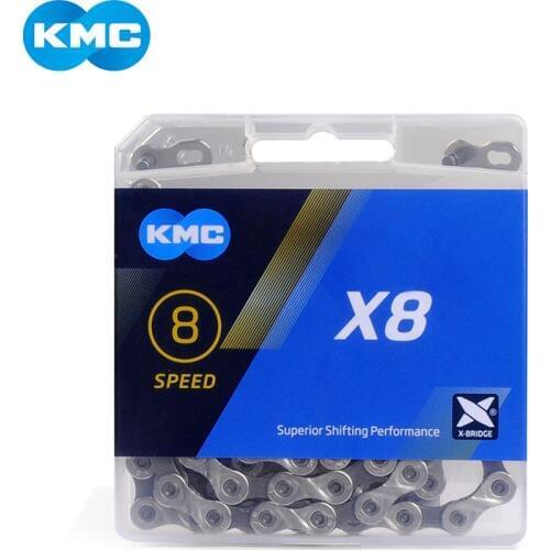 Brand KMC X8 Bicycle Chains 116L 8 Speed Bicycle Chain With Original Box and Magic Button for Mountain Road Bike Bicycle Parts