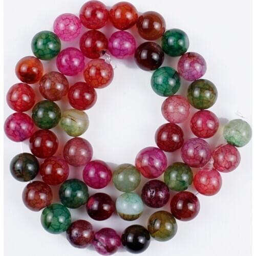 Natural Stone Beads Red Green Color Series Agate Round Loose Beads for Making DIY Bracelet Earrings Accessories 4/6/8/10/12mm
