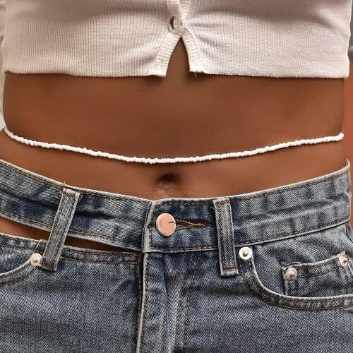 Bohemia Elastic Waist Belly Chain White Color Waist Beads Body Chain Women Girls Body Summer Boho Jewelry Accessories Y01