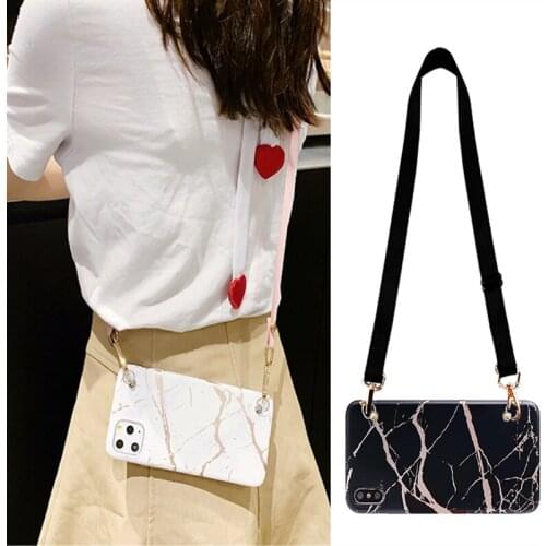 Marble Phone crossbody Case Cover with long strap chain For Samsung Galaxy S20 Ultra Note10 S10 S10E S9 S8 Plus A50 A51 A70 A71