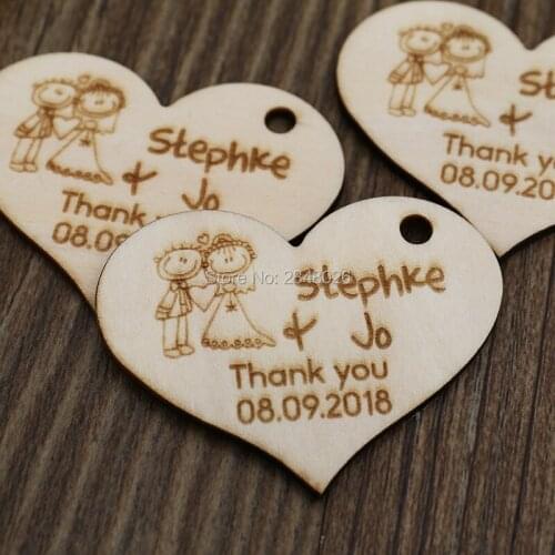 Wood Heart couple tags, Thank you wedding tags,rustic Wedding favor , Wedding tags,wooden favor decorations