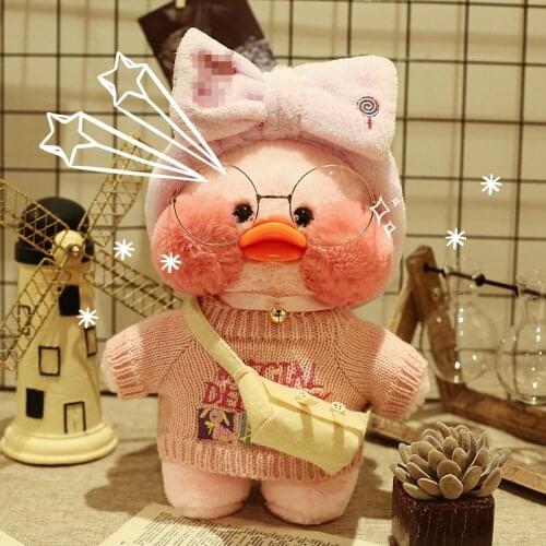 Kawaii 30cm Cafe Duck Plush Toy Stuffed Animals Stuffed Soft Kawaii Duck Doll Animal Pillow Birthday Gift for Kids Children