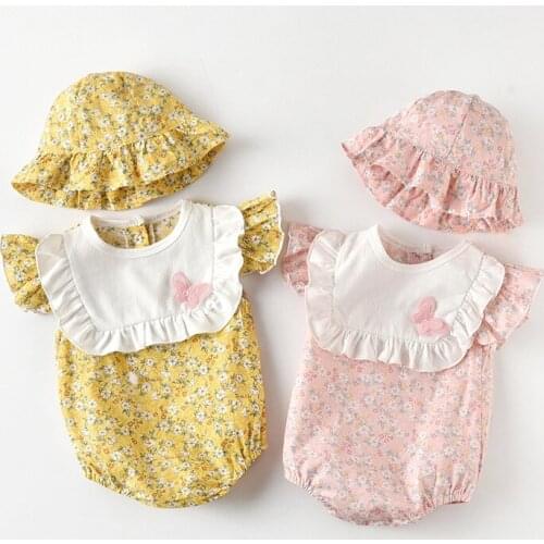 Baby Baby Conjoined Summer Flower Ha Dress Full Moon Climb Clothes Cotton Short Sleeve Package Fart Rompers Bodysuits
