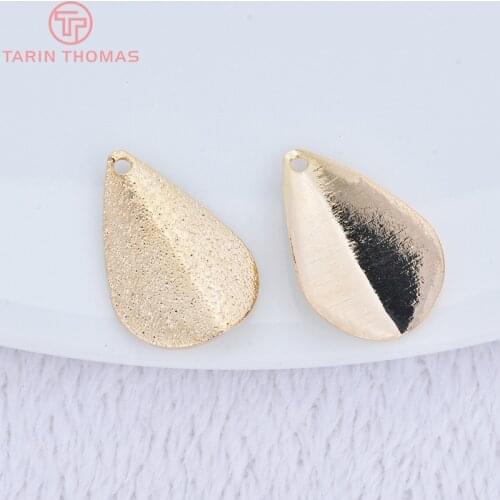 10PCS 13x20MM 24K Gold Color Plated Brass Matte Water Drop Charms Pendants High Quality DIY Jewelry Making Findings