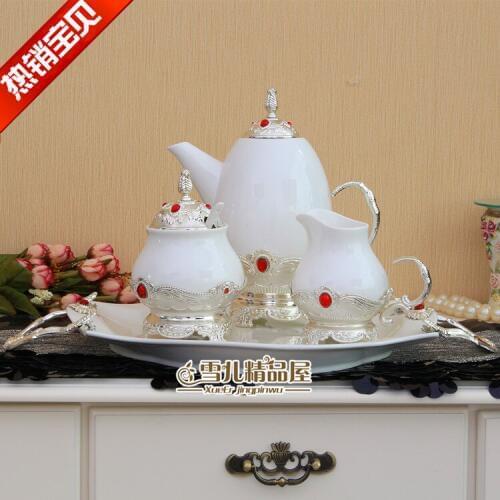 Ice cracking glaze 5 person use Teaware European style New ceramic tea cup teapot Coffee set Creative tea set gift wedding tea