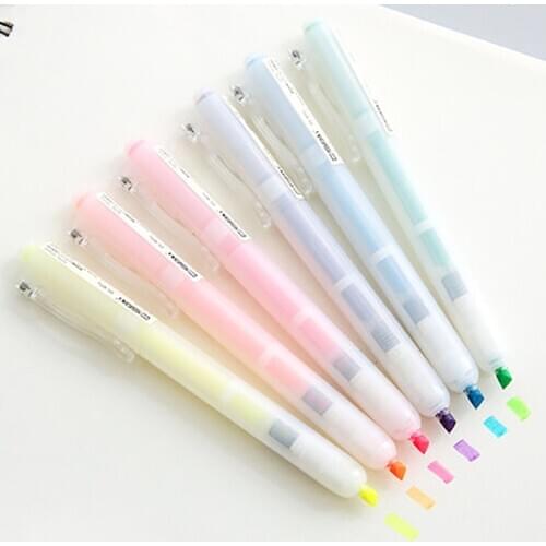 Marker Pen Student Stationery Transparent Press-type Highlighter Office Supplies DIY Scrapbooking Diary Planner Fluorescent Pen