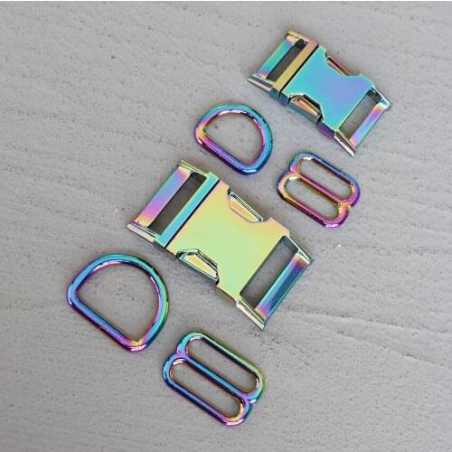 50 Sets 20/25mm Metal Colourful D Ring Belt Straps Slider Side Release Buckle Spring Hook For Dog Leash Harness Accessories