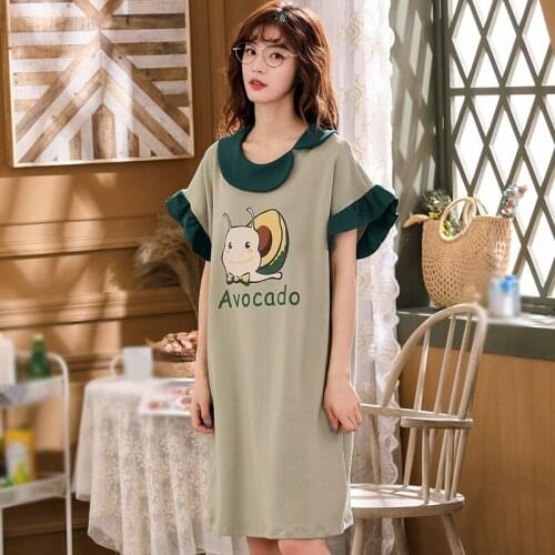Summer Sweet Cute Cartoon Printed Short Sleeve Nightdress 2020