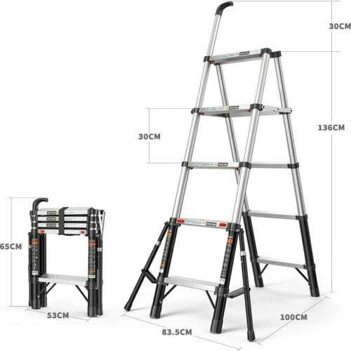 1.66M Aluminum alloy multifunctional anti-tilting telescopic ladder folding herringbone ladder reinforced engineering ladder