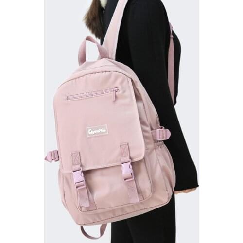 Fashion Solid Color Women Backpacks Casual Cute School Bags for Teenage Girls Large Capacity Back Packs for Student 2021