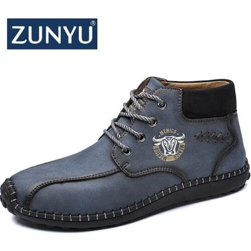ZUNYU Classic Mens Boots Plush Warm Mens Snow Boots Retro Design Mens Winter Boots Soft Comfortable Boots Men Black 38-48