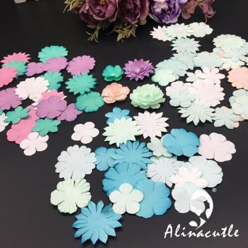 90pc Resin Flowers Set Paper Blossoms DIY Scrapbooking Handmade Craft Card Album Creative Art Craft Alinacraft