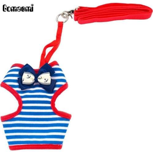 Gomaomi Little Dog Stripes Sailor Chest Strap Cotton Pet Vest Harnesses Cute Puppy Traction Kit