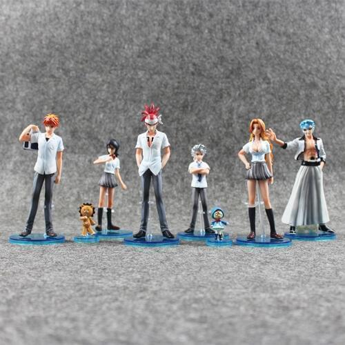 New 8pcs/lot Bleach Kurosaki Ichigo Kuchiki Rukia Aizen Sousuke Hitsugaya Toushirou pvc figure toy