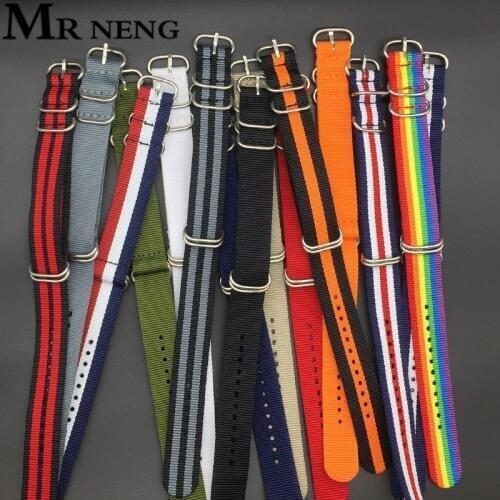 MR NENG Heavy Duty Green Nylon Straps 18mm 20mm 22mm 24mm Nylon Watch Band NATO Strap Black Zulu Strap Watch Strap 5 Ring Buckle