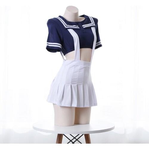 Sexy Student Sailor Uniform Cheerleader Short Top with Strap Skirt Lilico Japanese Lovely Gym Suit School Girl Cosplay Costume