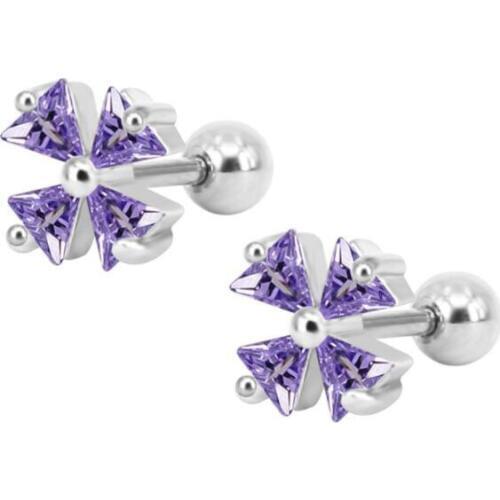 Hot Charm 5AAAAA Zircon Gems 16G Leaf Clover Surgical Stainless Steel ear tragus piercing earring