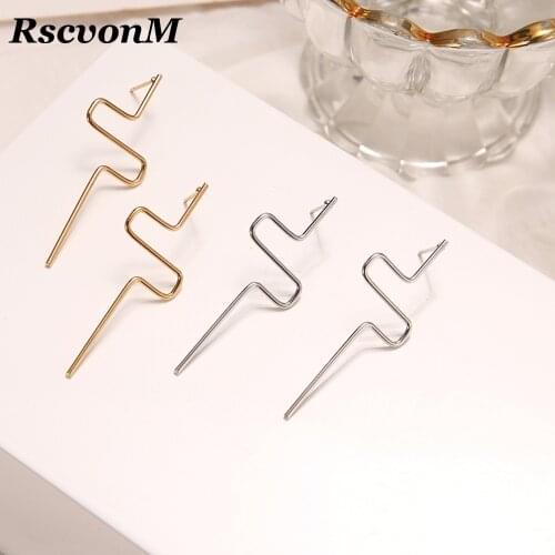European Exaggerated Asymmetry Irregular Big Spiral Folded Wave Metal Drop Earring For Women Statement Gold Color Earring