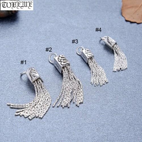 Handmade 100% 925 Silver Tassel Charm DIY Bracelet Charm 925 Sterling Love-charm Tassel