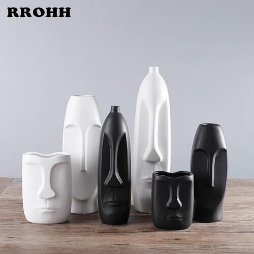 Nordic Ins Humanoid Vase Decoration Living Room Porch Creative Decoration Home Decoration Ceramic Crafts Decoration