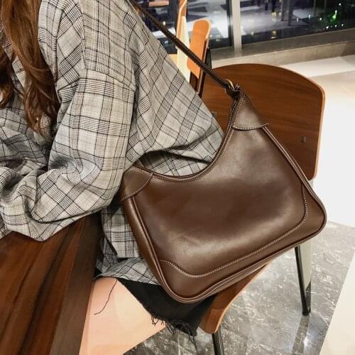 Bags of Women 2021 New Womens Bag PU Leather Saddle Bag Retro Womens Bag Shoulder Messenger Armpit Bag Casual Commuter Bag