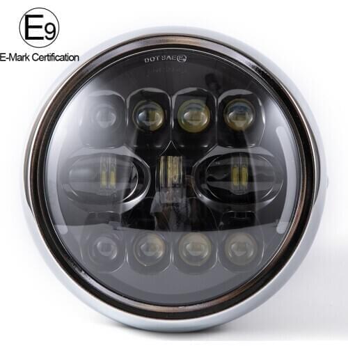7.5 Inch Motorcycle LED Headlight E9 Emark Universal Motor Round Head Lamp Headlamp for Cafe Racer Bobber For Honda GS125 CG125
