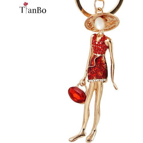 TianBo fashion woman Crystal HandBag Pendant Keyrings Keychains For Car Key rings key chains holder women