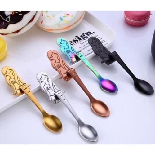 Creative mermaid small serving mixing spoon stainless steel honey tea spoons for tea party souvenir coffee stirring spoon SN11