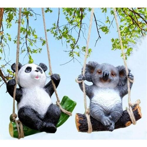 Garden Decoration Simulation Koala Panda Outdoor Cartoon Swing Sculpture