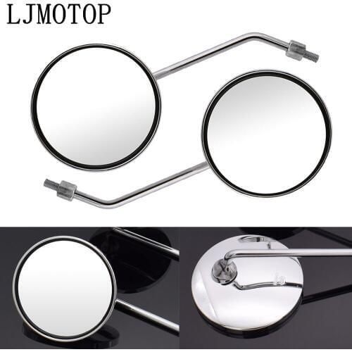 Free Shipping Motorcycle Round Back View Mirror Moped Side Mirror 8mm 10mm For Kawasaki Z750 ZX6 ZX9R ZXR400 ZZR600 VERSYS 1000