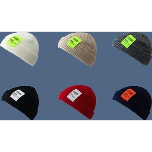 2020 New Unisex Knitted Hat Women Beanies Lettered Tag Warm Woolen Cap Men Autumn Winter Lovers Hat Hami Melo Leather Cap Solid