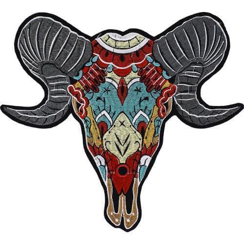 10pieces Embroidery Goat Sheep Head Iron on Fabric Patches Applique Sticker Badge for T-shirt Clothes Decorated Sewing TH1303