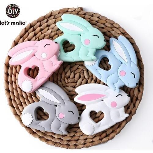 Lets Make Silicone Rabbit 10PC Silicone Sweet Teether Pendant DIY Handmade Silicone Pendant Baby Jewelry Making Nursing Pendant