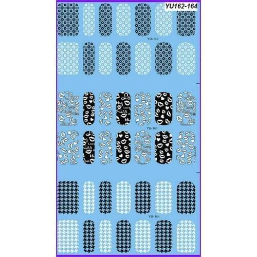 3 PACK/ LOT WATER DECAL NAIL ART NAIL STICKER FULL COVER BLACK WHITE FRENCH SMILE LACE YU162-164