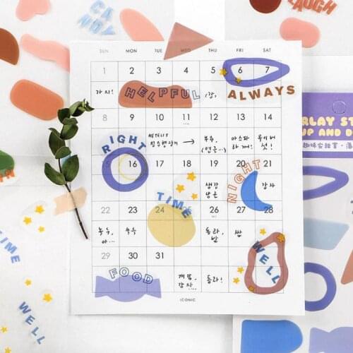 4sheets/set Sticker Set Diy Cute Stickers Ins Style Scrapbooking School Suppliers Stationery Art Supplies