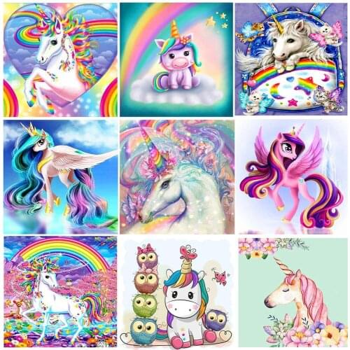 XUEQIXIAOZU 5D DIY Diamond Painting Unicorn Cartoon Animal Rhinestone Diamond Painting Mosaic Kit Home Decoration Kids Gift