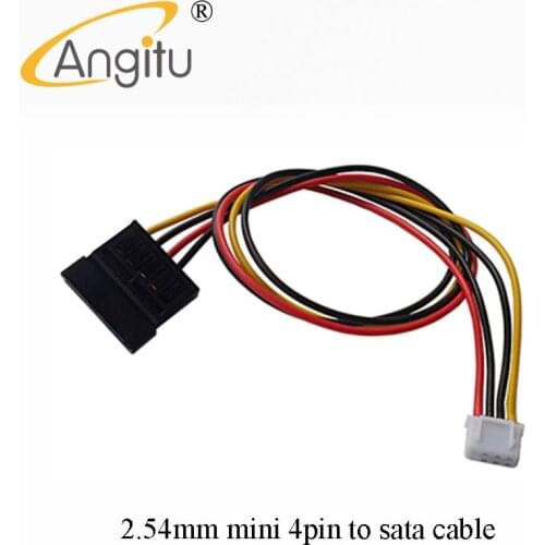 Angitu ITX Power Cable Mini 4pin 2.54mm ATX Sata Adapter Cable SATA Female Power Cables-20CM(8inch)