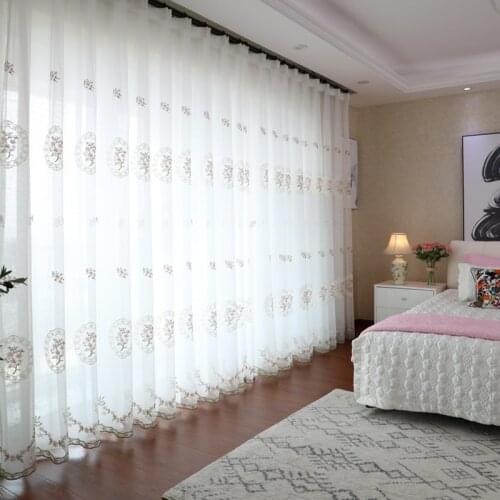 White Embroidered Tulle Window Curtains for Living Room Bedroom Wedding Home Decor Drape Custom Size Modern Voile Curtain