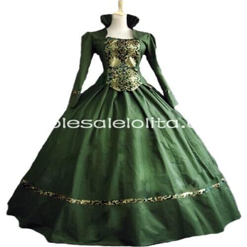Free shipping New Cotton & Brocade Gothic Victorian Gown Period Dress Theatre Clothing Party Dress/party Costume