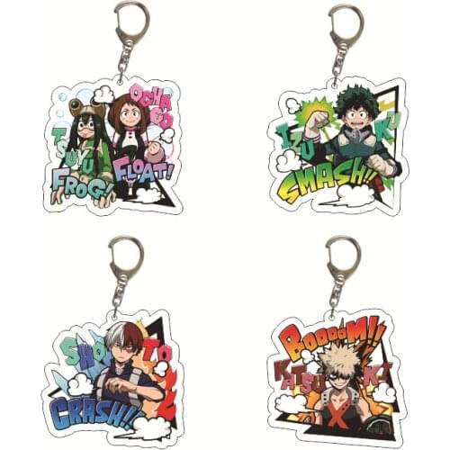 20Pcs/Lot Anime My Hero Academia Keychain Todoroki Shouto Cosplay Transparent Acrylic Key Chain Christmas Jewelry Fans Gift