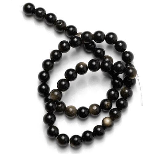 Wholesale Gold Obsidian Natural Stone Beads 4 6 8 10 12 14mm Round Beads for Jewelry Making Accessories DIY Necklace Bracelet