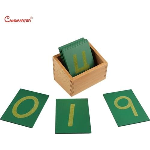 Beech Wood Math Toy 0-9 Sandpaper Numbers With Box Child Wooden Montessori Materials Green Count Numbers Matching Learn