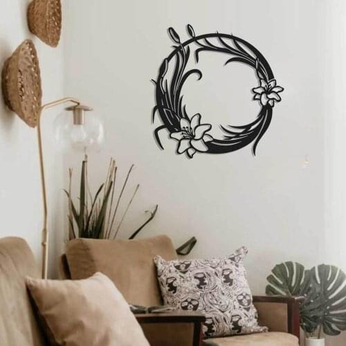 FLOWER WREATH METAL DUVAR TABLOSU LÜKS ŞIK MODERN DEKOR DEKORATİF 49x49 CM