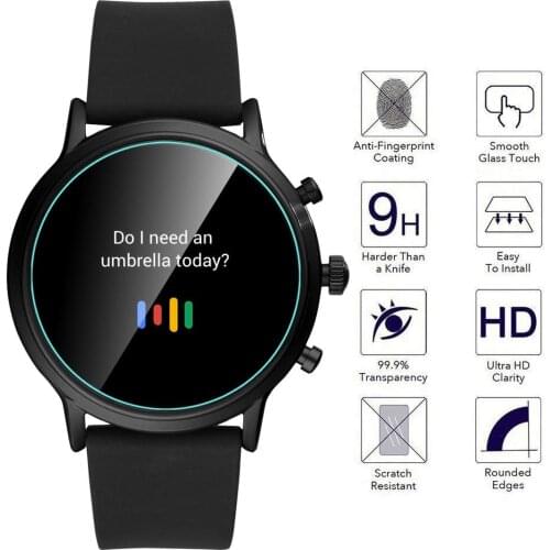 For Fossil Gen 5 Carlyle HR Smartwatch Tempered Glass Screen Protector, 2.5D Arc Edges 9 Hardness HD Anti-Scratch Bubble-Free
