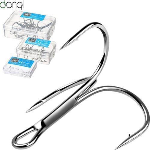 DONQL 10pcs/Box Treble Fishing Hooks High Carbon Steel Hook Fish Bait Holder For Carp Fishing Sea Night Bass Fishook Tool Jig