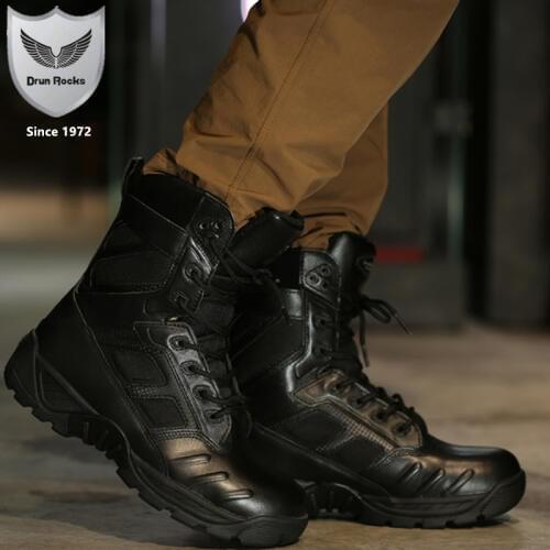 Drun Rocks Winter Army Boots Men Snow Tactical Boots Mens Shoes Leather Genius Leather Warm Boots Military Boot D80204
