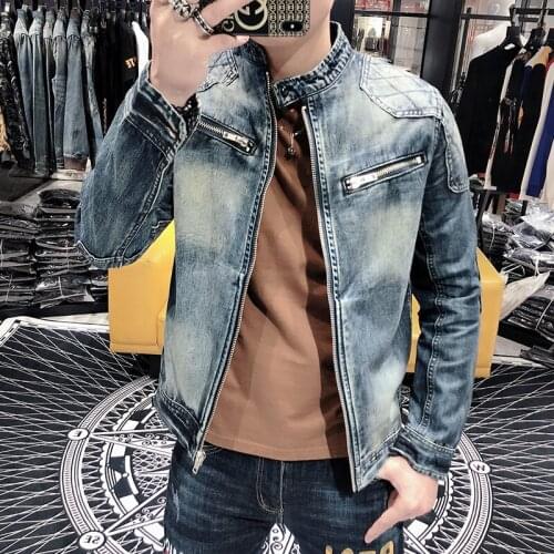 Spring Autumn New High Quality Jeans Men Make Old Fashion Brand Short Slim Coat Motorcycle Jacket Men Top Biker Chaqueta Hombre