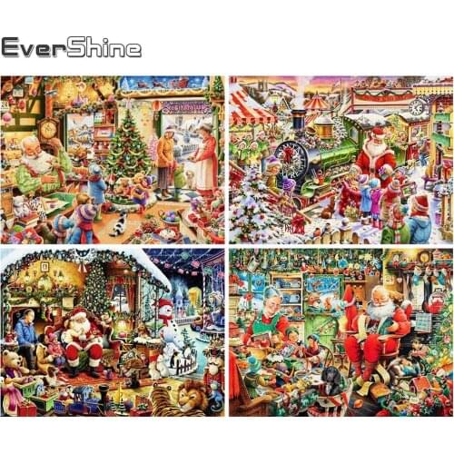 Evershine 5D DIY Diamond Painting Christmas Craft Kit Diamond Embroidery Santa Claus Cartoon Cross Stitch Winter Home Decor